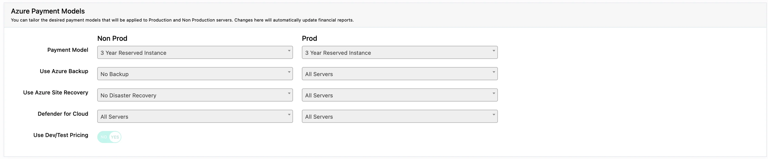 Azure Cost Config