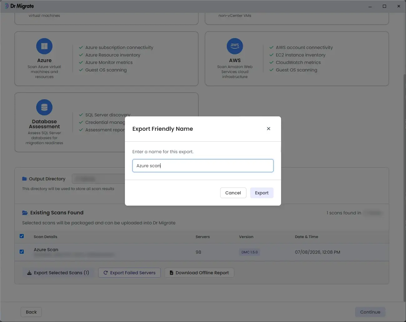 Export Friendly Name modal