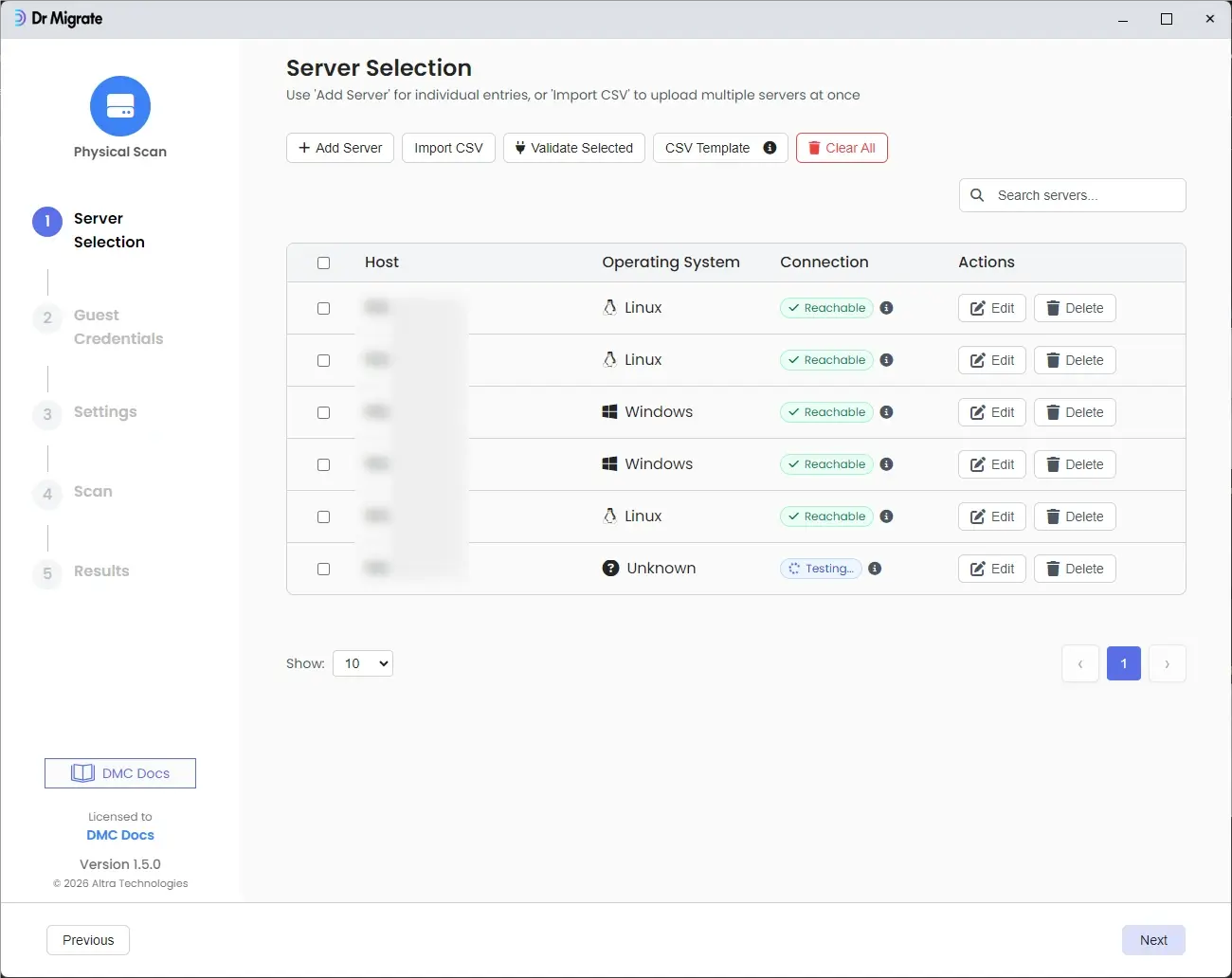 Guest server list populated with servers