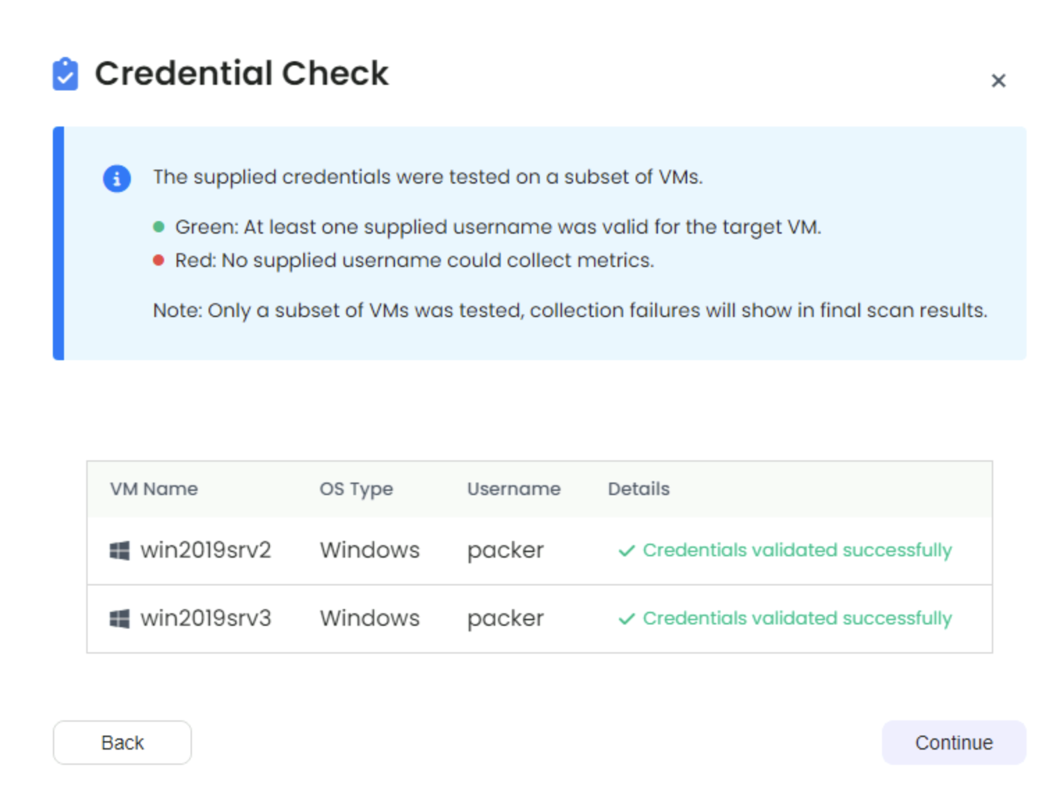 Guest credentials validation screen