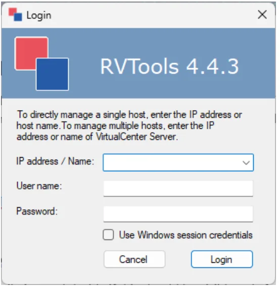 RVtoolsStart