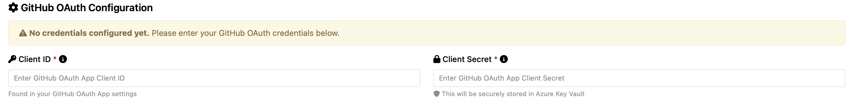 GitHub Integration Configuration Screen