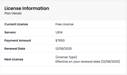 License details display