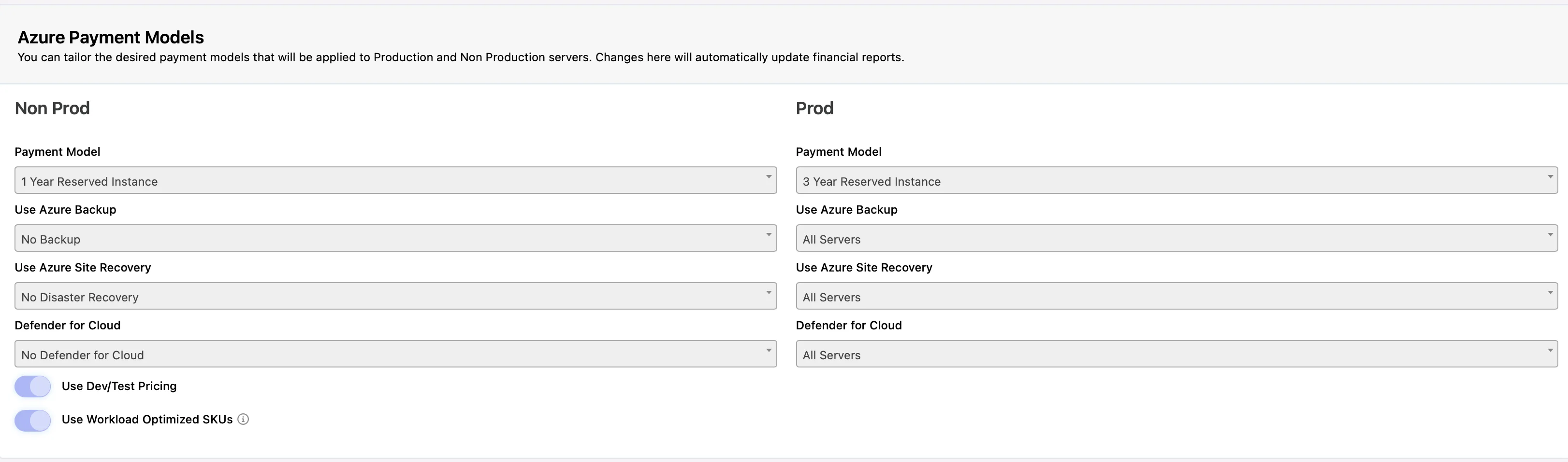 Azure Cost Config